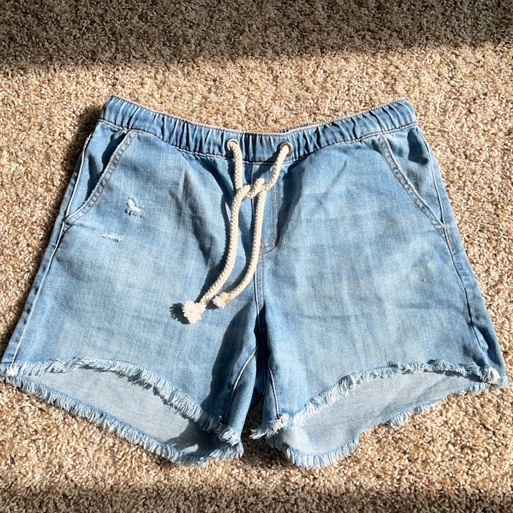 Aerie denim shorts with rope like drawstrings
